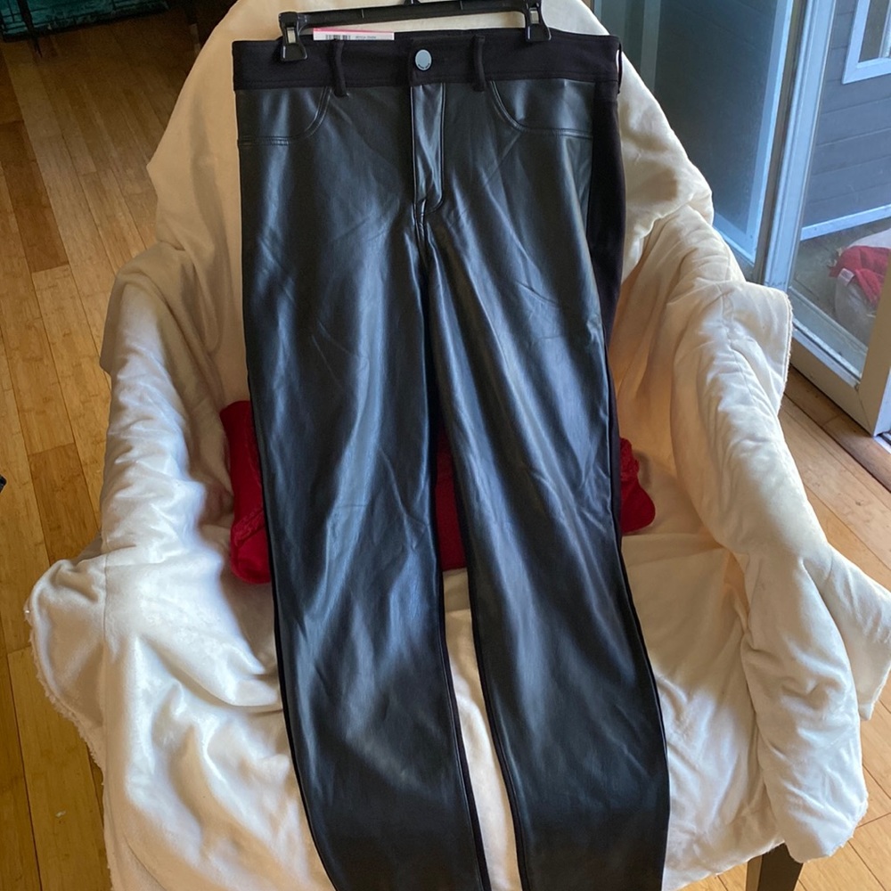 Seven Leather Like Front Matte Back Black Stretch Jeans New With Tags